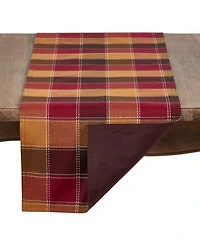 Saro Lifestyle Stitched Plaid Cotton Blend Table Runner