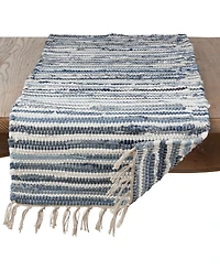 Saro Lifestyle Striped Denim Chindi Dining Table Runner