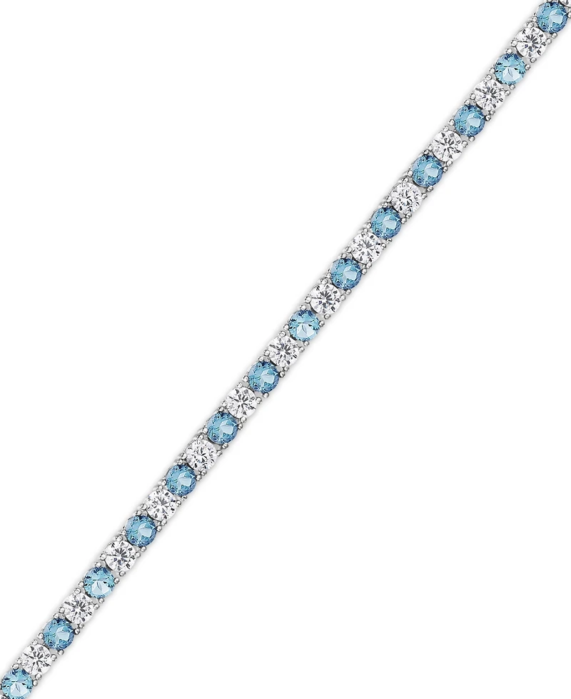 Simulated Cubic Zirconia Alternating Line Bracelet Silver Plate