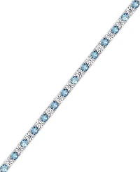 Simulated Cubic Zirconia Alternating Line Bracelet Silver Plate