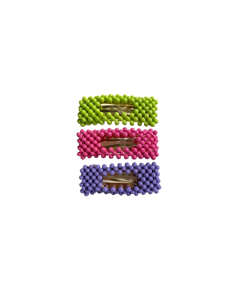 Soho Style Beaded Neon Hair Clip 3 Piece Set
