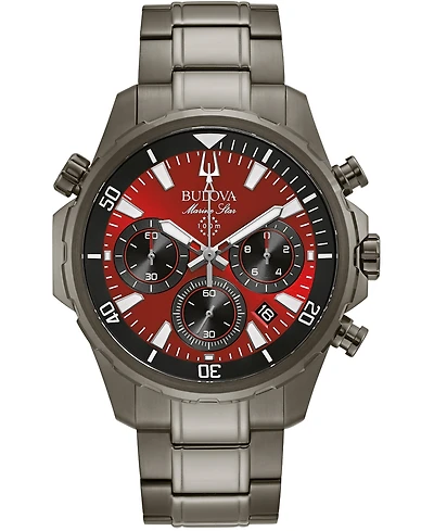 Bulova Men's Chronograph Marine Star Gray Stainless Steel Bracelet Watch 43mm