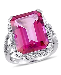 Pink Topaz (14 1/2 ct. t.w.) and Diamond (1/2 Ring 14k White Gold