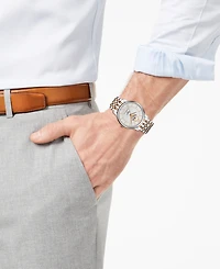 Tissot Men's Tradition Powermatic Stainless Steel And Rose Gold Two Tone Bracelet Watch 40mm