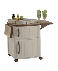 Suncast DCP2000 Portable Outdoor Patio Prep Serving Station Table and Cabinet