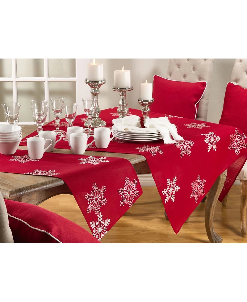 Saro Lifestyle Snowflake Design Table Topper/Runner