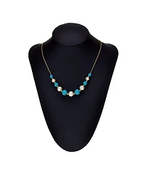 White Freshwater Cultured Pearls (6.5-9.5mm) with Blue Lapis (27 ct. t.w), and Gold Beads (3mm) 18" Necklace in 14k Yellow Gold. Also Available with O
