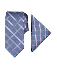 Nautica Men Marion Grid Tie & Pocket Square Set