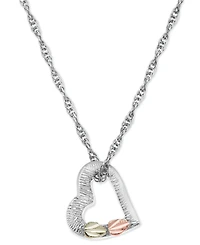 Floating Heart Pendant 18" Necklace in Sterling Silver with 12K Rose and Green Gold
