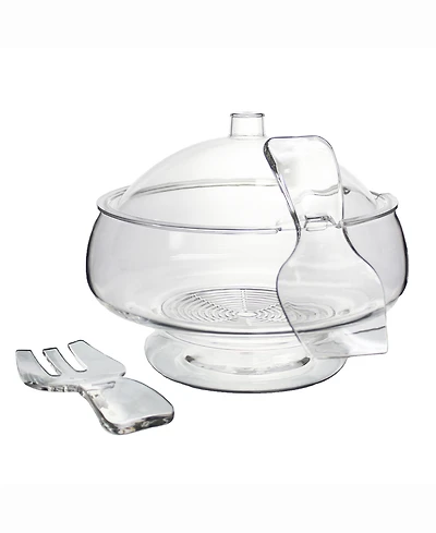 Prodyne Salad On Ice With Dome Lid Acrylic Salad Bowl and Servers