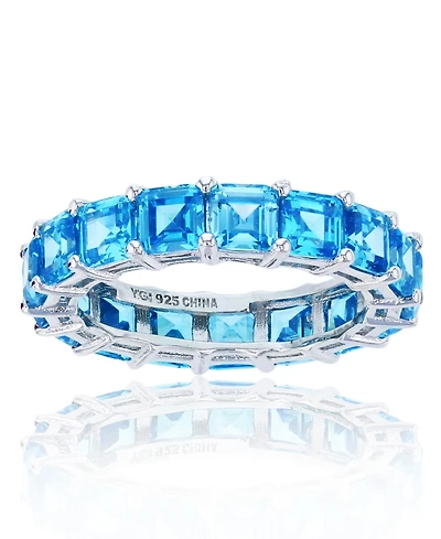 Princess Cut Cubic Zirconia Eternity Band Rhodium Plated Sterling Silver