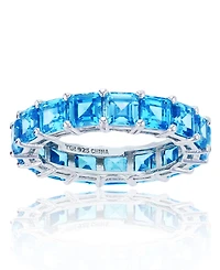 Princess Cut Cubic Zirconia Eternity Band Rhodium Plated Sterling Silver
