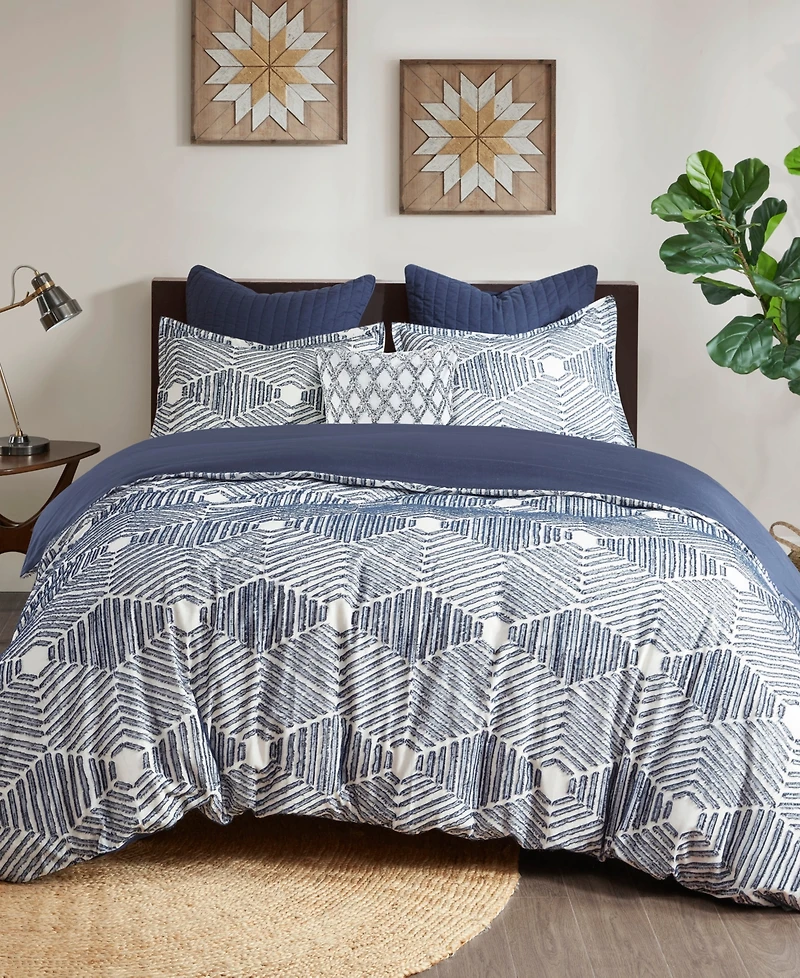 Ink+Ivy Ellipse Jacquard Cotton 3-Pc. Duvet Cover Set