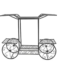 Sorbus Flower Cart Pot Display Rack - Black