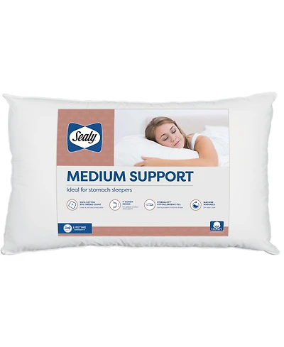 Sealy Medium Support Stomach Sleep Pillow, King