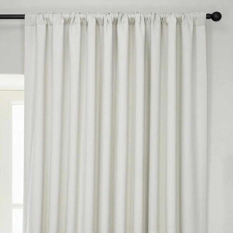 Half Price Drapes Extra Wide Textured Faux Linen Room Darkening Curtain