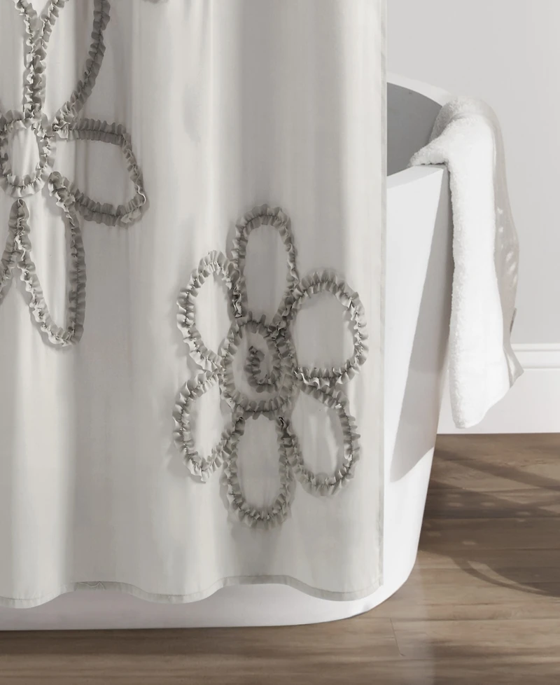 Lush Decor Ruffle Flower Shower Curtain, 72" x