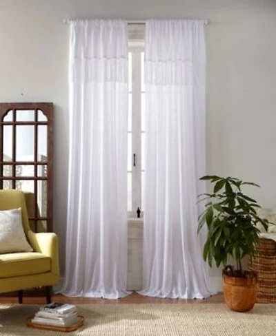 Elrene Home Fashions Calypso Macrame Tassel Semi Sheer Window Curtain
