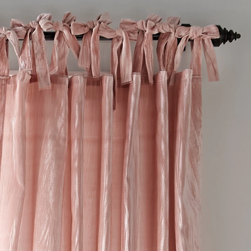 Korena 52" x 84" Tie-Top Crushed Velvet Curtain Panel