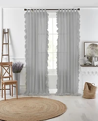 Elrene Home Fashions Bella Tab-Top Ruffle Sheer Window Curtain