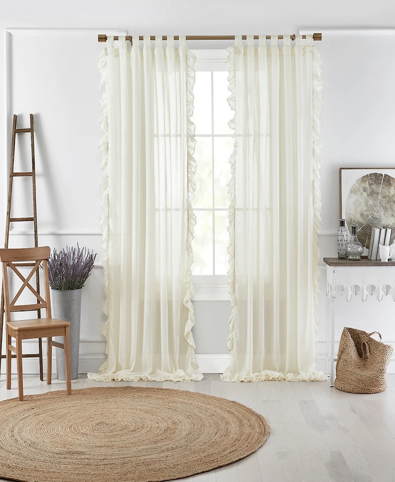 Bella 52" x 95" Sheer Ruffle Curtain Panel