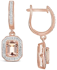 Morganite (1-3/4 ct. t.w.) and Diamond (1/3 ct. t.w.) Drop Earrings in 14K Rose Gold-Plated Sterling Silver