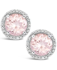 Morganite (2-1/2 ct. t.w.) and Diamond (1/6 ct. t.w.) Stud Earrings in Sterling Silver