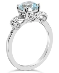 Aquamarine (1-1/4 ct. t.w.) and Diamond (1/10 Ring Sterling Silver