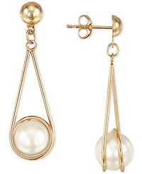 Cultured Freshwater Pearl (8mm) Wire-Wrapped Drop Earrings in 10k Gold