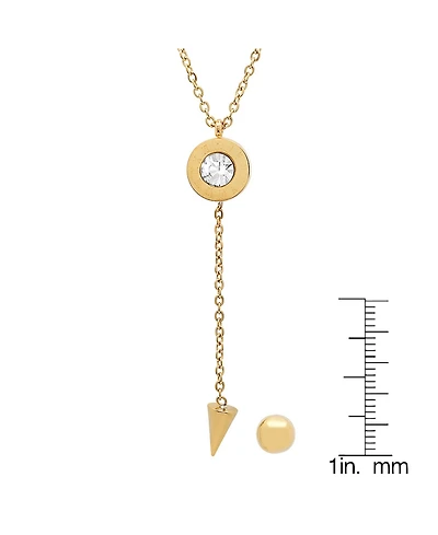 Steeltime Ladies 18K Gold Plated Stainless Steel Roman Numeral Center Drop Necklace Set, 2 Piece