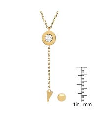 Steeltime Ladies 18K Gold Plated Stainless Steel Roman Numeral Center Drop Necklace Set, 2 Piece