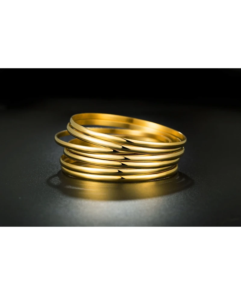 Steeltime Ladies 18K Gold Plated Stainless Steel Bangle Set, 7 Piece