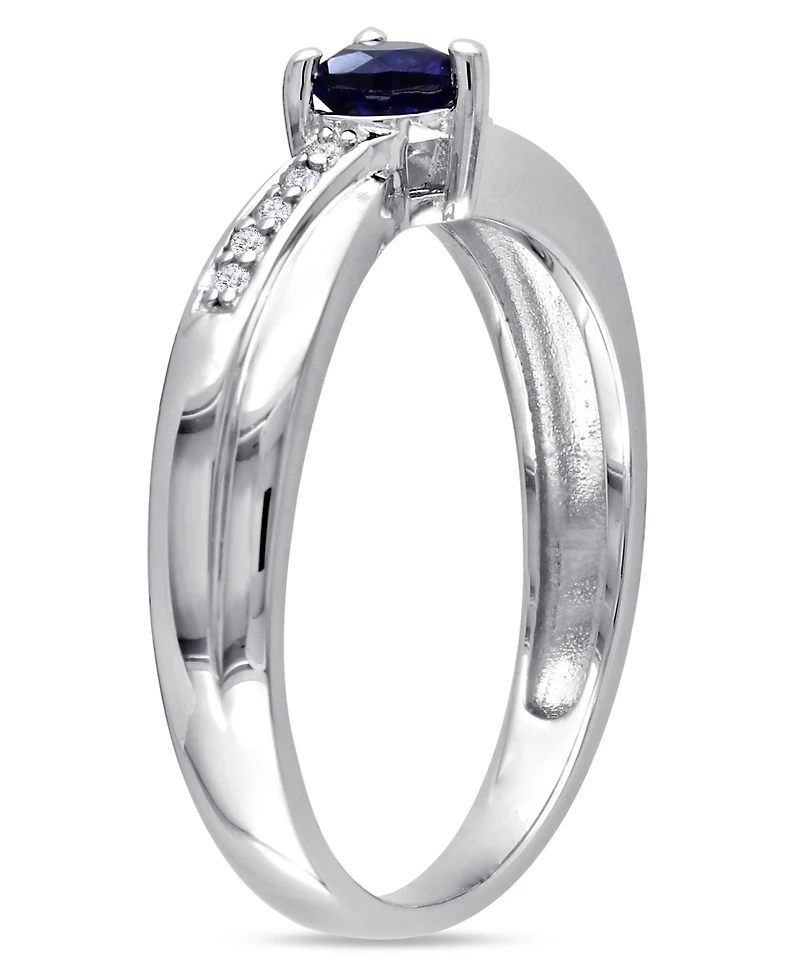 Lab-Grown Sapphire (1/4 ct. t.w.) and Diamond Accent Heart Ring Sterling Silver