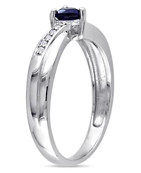 Lab-Grown Sapphire (1/4 ct. t.w.) and Diamond Accent Heart Ring Sterling Silver
