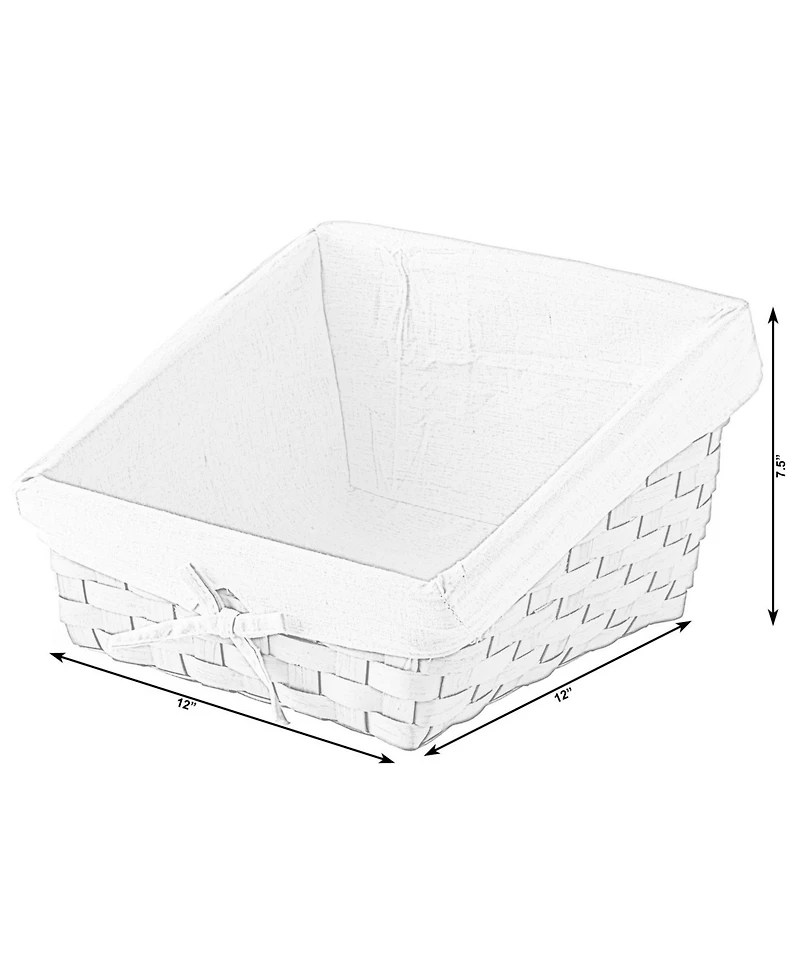 Wickerwise Wooden Angled Display Basket with Fabric Liner for Storage and Display