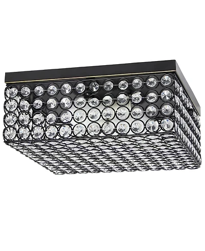 Elegant Designs Elipse Crystal 2 Light Square Ceiling Flush Mount