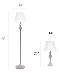 Elegant Designs Traditionally Crafted 3 Pack Lamp Set 2 Table Lamps, 1 Floor Lamp Shades