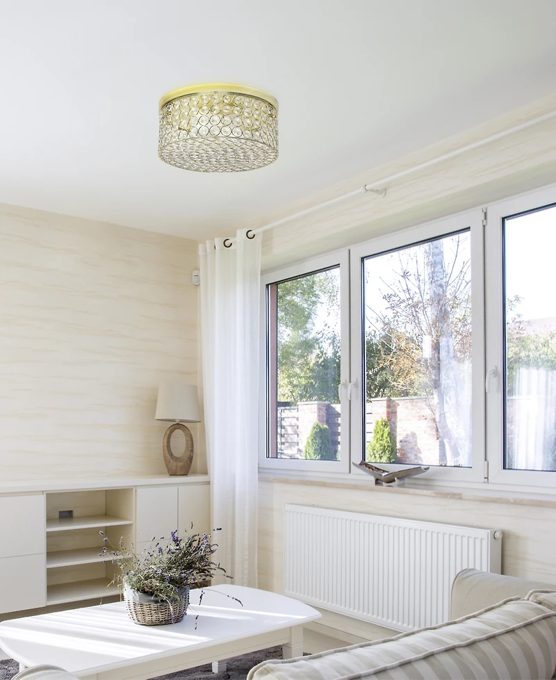 Elegant Designs Elipse Crystal 2 Light Round Ceiling Flush Mount