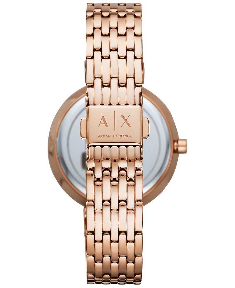 A|X Armani Exchange Women's Rose Gold-Tone Stainless Steel Bracelet Watch 36mm