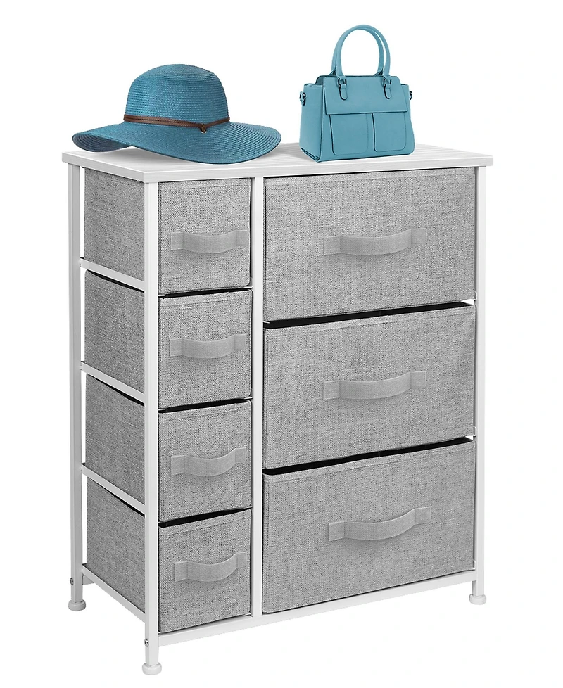 Sorbus Dresser with 7 Drawers - Storage Chest Organizer with Steel Frame, Wood Top, Handles