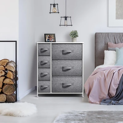 Sorbus Dresser with 7 Drawers - Storage Chest Organizer with Steel Frame, Wood Top, Handles