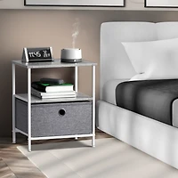 Sorbus 1 Drawers Nightstand with Shelf - Steel Frame, Wood Top & Easy Pull Fabric Bins Perfect for Home, Bedroom
