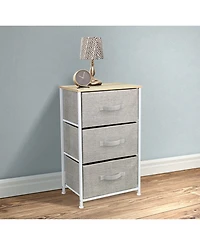Sorbus Nightstand with 3 Drawers - Steel Frame, Wood Top & Easy Pull Fabric Bins Perfect for Home, Bedroom, Office College Dorm