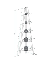 Yu Shan 5-Shelf Corner Ladder Bookcase