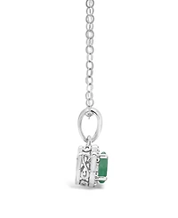 Aquamarine (3/8 ct. t.w.) and Diamond Accent Pendant Necklace in Sterling Silver (Also Available in Emerald)
