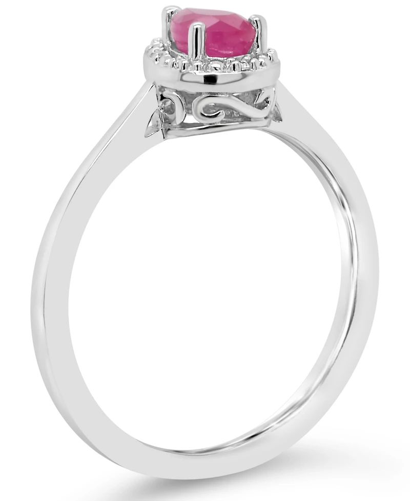 Sapphire (3/8 ct. t.w.) and Diamond Accent Ring Sterling Silver (Also Ruby)