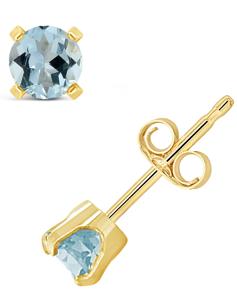 Gemstone Stud Earrings 14K Yellow Gold