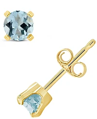 Gemstone Stud Earrings 14K Yellow Gold