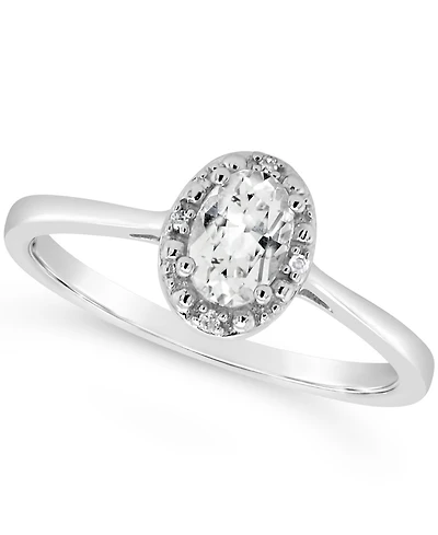 Diamond Accent and Garnet (1/2 ct. t.w.) Ring Sterling Silver (Also Available Other Gemstones)