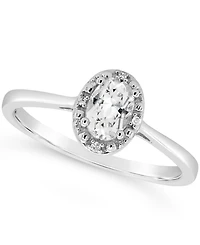 Diamond Accent and Garnet (1/2 ct. t.w.) Ring Sterling Silver (Also Available Other Gemstones)